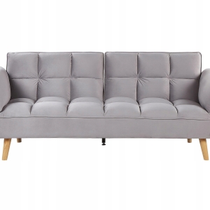 Sofa rozkładana welurowa kanapa szara