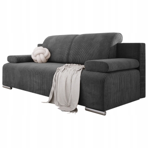 Kanapa młodzieżowa z funkcją spania BONA szary sztruks bonell pojemnik sofa